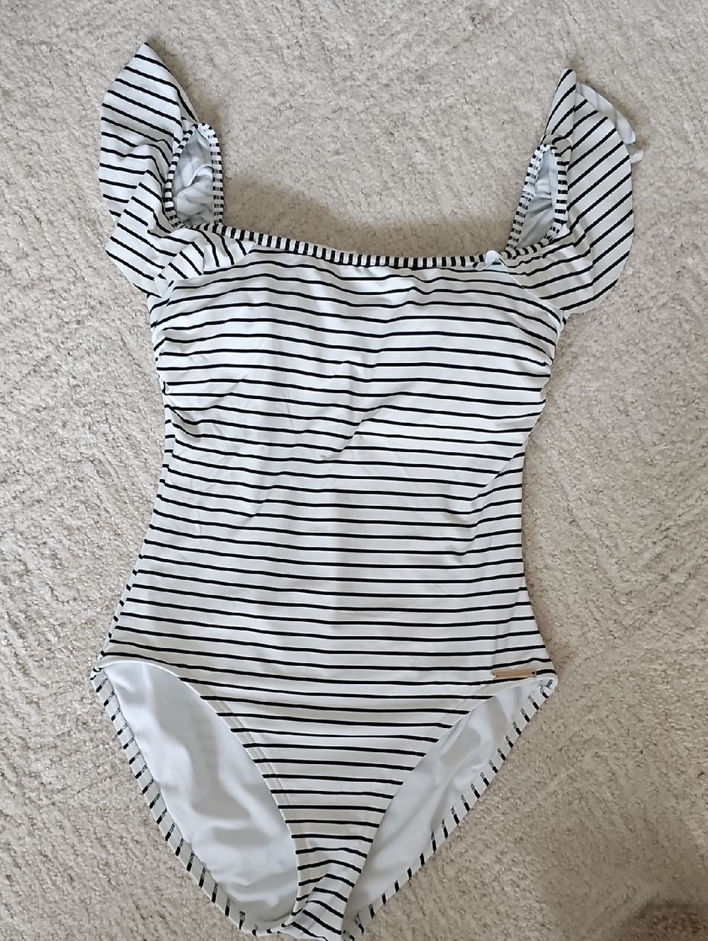Vince Camuto Black & White Striped One-Piece Swimsuit